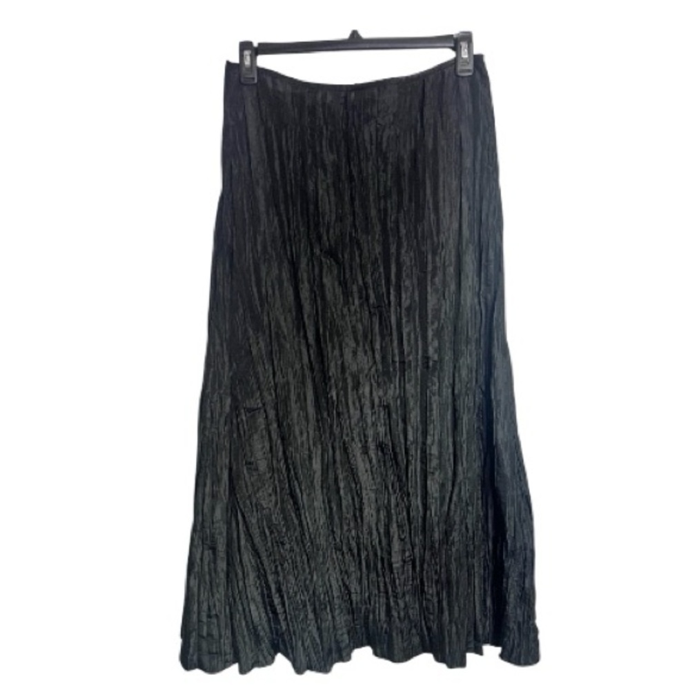 Vintage Victor Costa Maxi Black Crinkle Fully Lined Skirt Back Zip Large